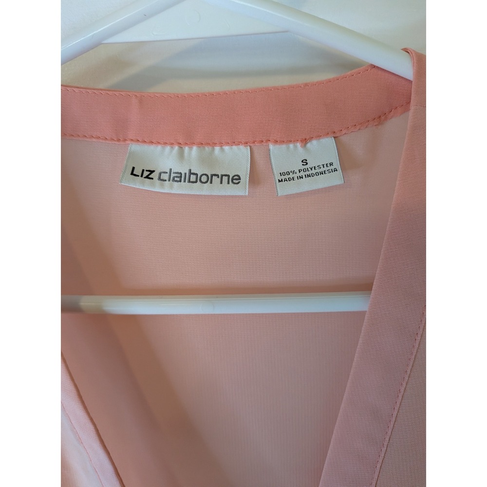 Liz Claiborne Womens‎ Ombre V-Neck Chiffon Blouse Peach Coral Orange Size S - Picture 2 of 4